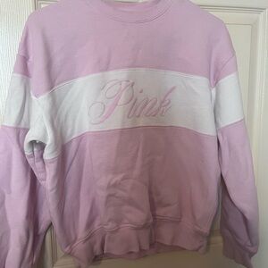 **SOLD**


PINK Victoria's Secret Light Pink and White Crew Neck Sweater